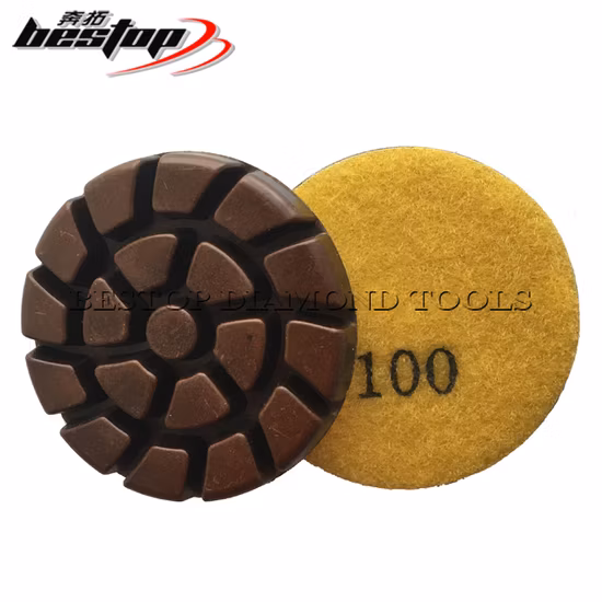 コンクリートおよびテラゾ床用の 3 インチ レジンボンド ダイヤモンド乾式研磨パッド
